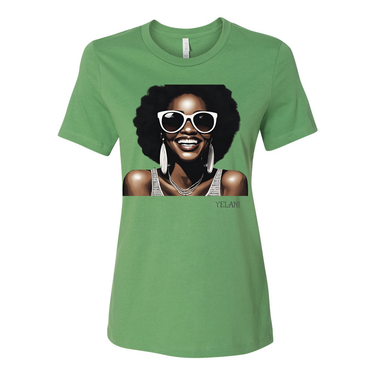 Hey There Yelani shirt green black woman smiling
